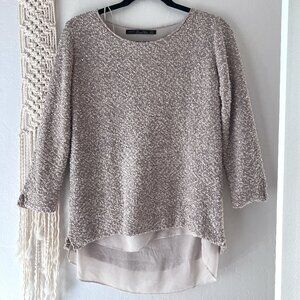 Zara Knit Sequin Chiffon Sweater
